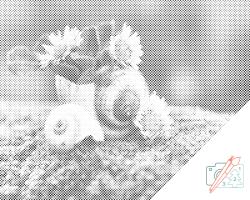  PontPöttyöző - Százszorszép kagylóban Méret: 30x40cm, Keretezés: Kartonlemezen, Szín: Kék