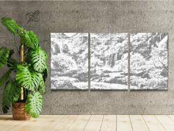 PontPöttyöző - Virágzó fák vízeséssel (3 db-os készlet) Méret: 30x40cm (3db), Keretezés: Kartonlemezen, Szín: Kék
