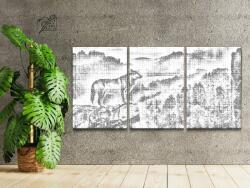PontPöttyöző - Magányos farkas (3 db-os készlet) Méret: 40x60cm (3db), Keretezés: Műanyagtáblával, Szín: Kék