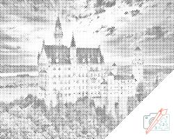  PontPöttyöző - Neuschwanstein kastély Méret: 40x50cm, Keretezés: Fatáblával, Szín: Kék