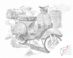 PontPöttyöző - Kék Vespa Méret: 30x40cm, Keretezés: Kartonlemezen, Szín: Zöld