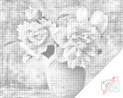  PontPöttyöző - Rózsacsokor Méret: 40x50cm, Keretezés: Kartonlemezen, Szín: Kék