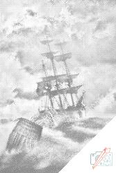 PontPöttyöző - Hajó a viharban 3 Méret: 40x60cm, Keretezés: Fatáblával, Szín: Piros