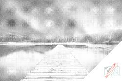  PontPöttyöző - Kikötő éjjel Méret: 40x60cm, Keretezés: Kartonlemezen, Szín: Fekete