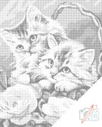  PontPöttyöző - Cicák kosárban Méret: 30x40cm, Keretezés: Műanyagtáblával, Szín: Zöld