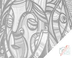PontPöttyöző - Graffiti, női arc Méret: 30x40cm, Keretezés: Kartonlemezen, Szín: Kék