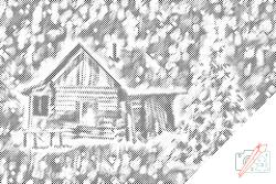  PontPöttyöző - Meseház Méret: 40x60cm, Keretezés: Kartonlemezen, Szín: Zöld