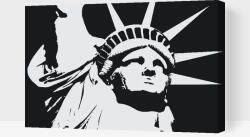  Festés számok szerint - Szabadság-szobor fekete-fehérben Méret: 40x60cm, Keretezés: Fatáblával