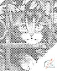  PontPöttyöző - Kiscica Méret: 30x40cm, Keretezés: Kartonlemezen, Szín: Zöld