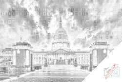  PontPöttyöző - Washington DC - Capitolium Méret: 40x60cm, Keretezés: Műanyagtáblával, Szín: Piros