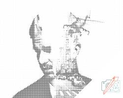  PontPöttyöző - Férfi, város, helikopter, taxi Méret: 30x40cm, Keretezés: Kartonlemezen, Szín: Zöld