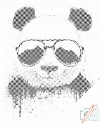 PontPöttyöző - Panda napszemüveggel Méret: 40x50cm, Keretezés: Fatáblával, Szín: Zöld