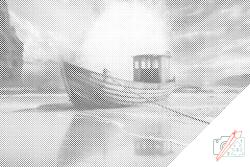  PontPöttyöző - Hajó a tengeren 2 Méret: 40x60cm, Keretezés: Kartonlemezen, Szín: Fekete