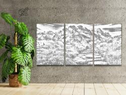  PontPöttyöző - Hegyi tájkép (3 db-os készlet) Méret: 40x60cm (3db), Keretezés: Műanyagtáblával, Szín: Kék