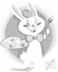  PontPöttyöző - Festő nyuszi Méret: 30x40cm, Keretezés: Műanyagtáblával, Szín: Kék