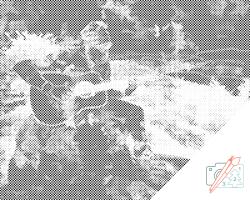  PontPöttyöző - Gitáros a kertben Méret: 40x50cm, Keretezés: Műanyagtáblával, Szín: Kék