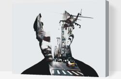  Festés számok szerint - Férfi, város, helikopter, taxi Méret: 40x50cm, Keretezés: Műanyagtáblával