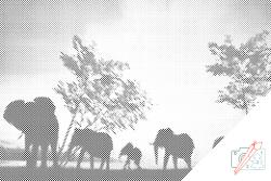  PontPöttyöző - Elefántok a Szavannában Méret: 40x60cm, Keretezés: Műanyagtáblával, Szín: Kék