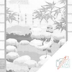 PontPöttyöző - Japán háttér Méret: 50x50cm, Keretezés: Műanyagtáblával, Szín: Fekete