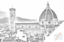 PontPöttyöző - Firenzei dóm 1 Méret: 40x60cm, Keretezés: Fatáblával, Szín: Piros