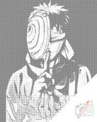  PontPöttyöző - Uchiha Obito Méret: 30x40cm, Keretezés: Kartonlemezen, Szín: Fekete