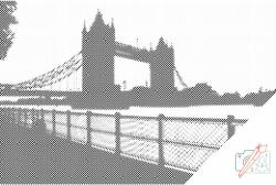 PontPöttyöző - London Bridge a naplementében Méret: 40x60cm, Keretezés: Kartonlemezen, Szín: Fekete