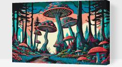  Festés számok szerint - Elvarázsolt gombák Méret: 40x60cm, Keretezés: Műanyagtáblával