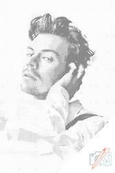 PontPöttyöző - Harry Stiles 6 Méret: 40x60cm, Keretezés: Kartonlemezen, Szín: Piros
