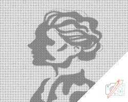  PontPöttyöző - Nő körvonala Méret: 40x50cm, Keretezés: Műanyagtáblával, Szín: Fekete