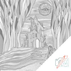  PontPöttyöző - Ijesztő ház Méret: 50x50cm, Keretezés: Műanyagtáblával, Szín: Fekete