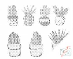  PontPöttyöző - Kaktuszok Méret: 40x50cm, Keretezés: Műanyagtáblával, Szín: Kék