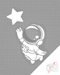  PontPöttyöző - Űrhajós elérhető közelségben a csillagtól Méret: 40x50cm, Keretezés: Kartonlemezen, Szín: Piros