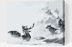  Festés számok szerint - Farkasok vadászat közben Méret: 40x50cm, Keretezés: Műanyagtáblával