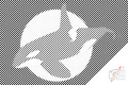  PontPöttyöző - Kardszárnyú delfin a mélyben Méret: 40x60cm, Keretezés: Műanyagtáblával, Szín: Kék