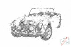 PontPöttyöző - Austin Healey Méret: 40x60cm, Keretezés: Kartonlemezen, Szín: Fekete