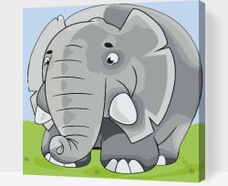 Festés számok szerint - Kerek elefánt Méret: 50x50cm, Keretezés: Műanyagtáblával