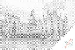 PontPöttyöző - Milánói dóm 2 Méret: 40x60cm, Keretezés: Fatáblával, Szín: Fekete