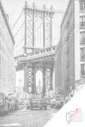 PontPöttyöző - Brooklyn híd Méret: 40x60cm, Keretezés: Műanyagtáblával, Szín: Piros
