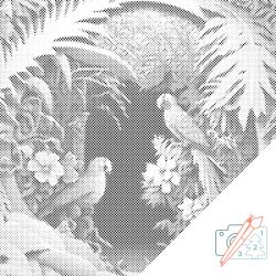  PontPöttyöző - Papagájok a paradicsomban Méret: 50x50cm, Keretezés: Műanyagtáblával, Szín: Fekete