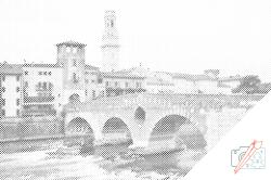PontPöttyöző - Ponte Pietra kőhíd, Verona Méret: 40x60cm, Keretezés: Műanyagtáblával, Szín: Piros