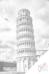  PontPöttyöző - Pisai ferde torony Méret: 40x60cm, Keretezés: Kartonlemezen, Szín: Piros