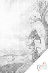  PontPöttyöző - Nő karddal Méret: 40x60cm, Keretezés: Műanyagtáblával, Szín: Fekete