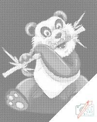  PontPöttyöző - Panda bambusszal Méret: 40x50cm, Keretezés: Fatáblával, Szín: Fekete