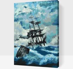  Festés számok szerint - Hajó a viharban 3 Méret: 40x60cm, Keretezés: Kartonlemezen