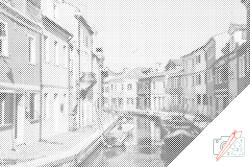  PontPöttyöző - Velencei gondolák Méret: 40x60cm, Keretezés: Műanyagtáblával, Szín: Kék