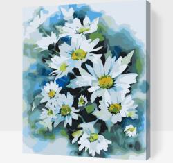 Festés számok szerint - Fehér őszi virág Méret: 40x50cm, Keretezés: Kartonlemezen