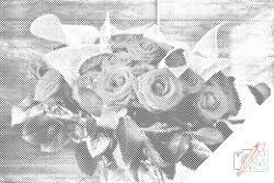  PontPöttyöző - Piros rózsacsokor Méret: 40x60cm, Keretezés: Kartonlemezen, Szín: Zöld