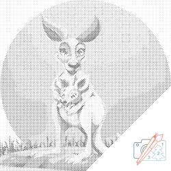  PontPöttyöző - Kenguru a kölykével Méret: 50x50cm, Keretezés: Műanyagtáblával, Szín: Kék