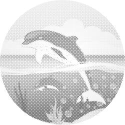  PontPöttyöző - Delfinek az óceánban Méret: 50x50cm, Keretezés: Műanyagtáblával, Szín: Zöld