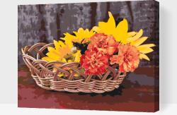Festés számok szerint - Kosár virágokkal Méret: 40x50cm, Keretezés: Műanyagtáblával